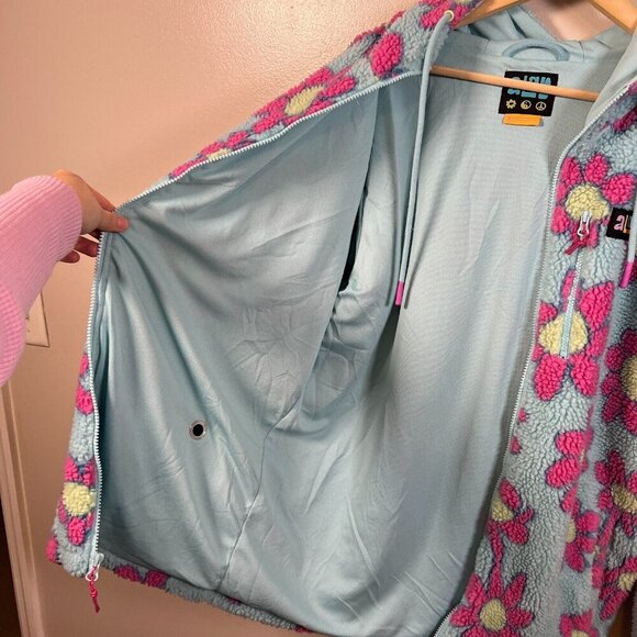 A. Lab Dazer Flower Fleece Zip Up Hoodie Jacket Size XL Blue Purple Kidcore - Picture 11 of 14